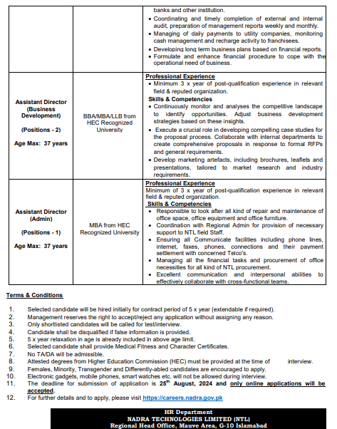 NADRA Jobs 2024 Advertisement