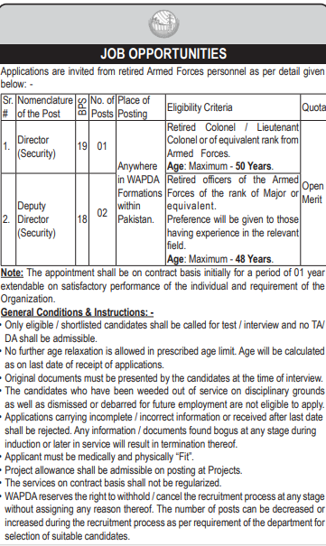 WAPDA Jobs 2024 Advertisement