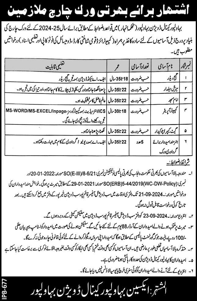 Irrigation Department Jobs Advertisement